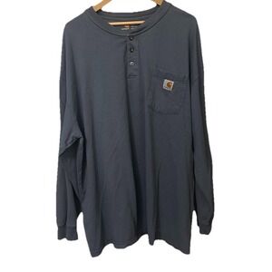 Carhartt Men's 2XL Original Fit Pocket Long Sleeve Shirt Blue Button Collar